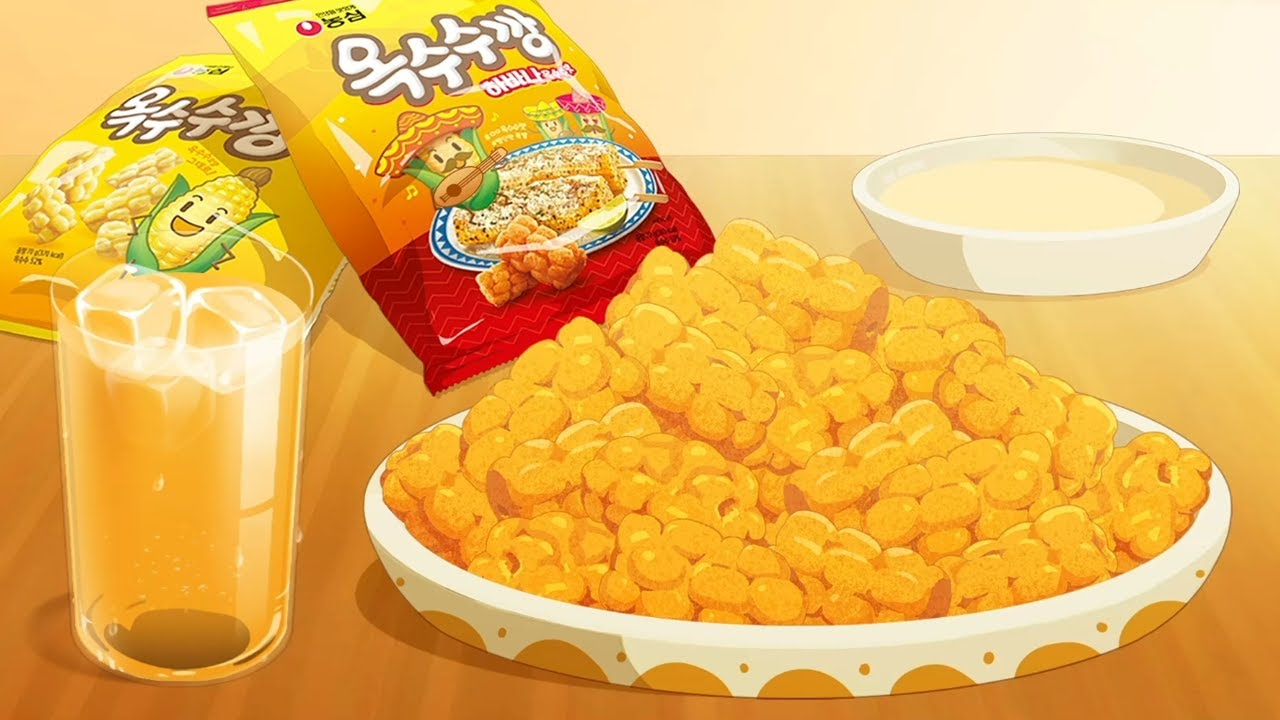 옥수수깡🌽 하바나옥수수맛 애니먹방