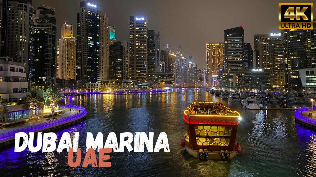 [UAE] Night Walking Tour on Dubai Marina - 4K HDR