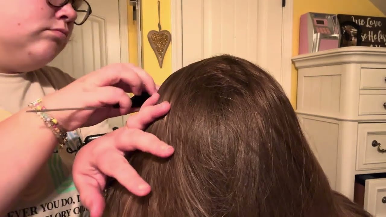 ASMR | scalp check with rat tail comb and lice comb with massage ✨