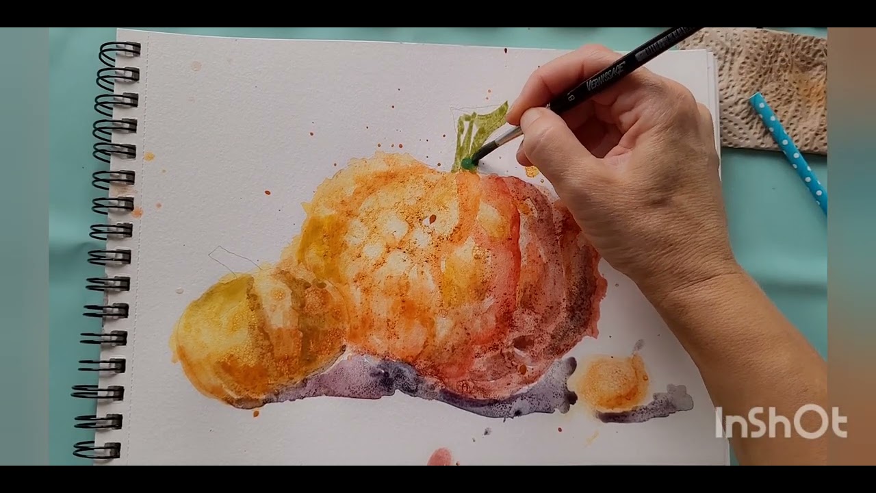 Рисуем тыкву мыльными пузырями и акварелью. Готовимся к #Хэллоуину 
