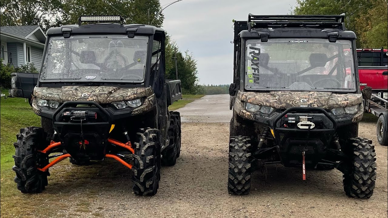 Can am defender 6x6s go mudding