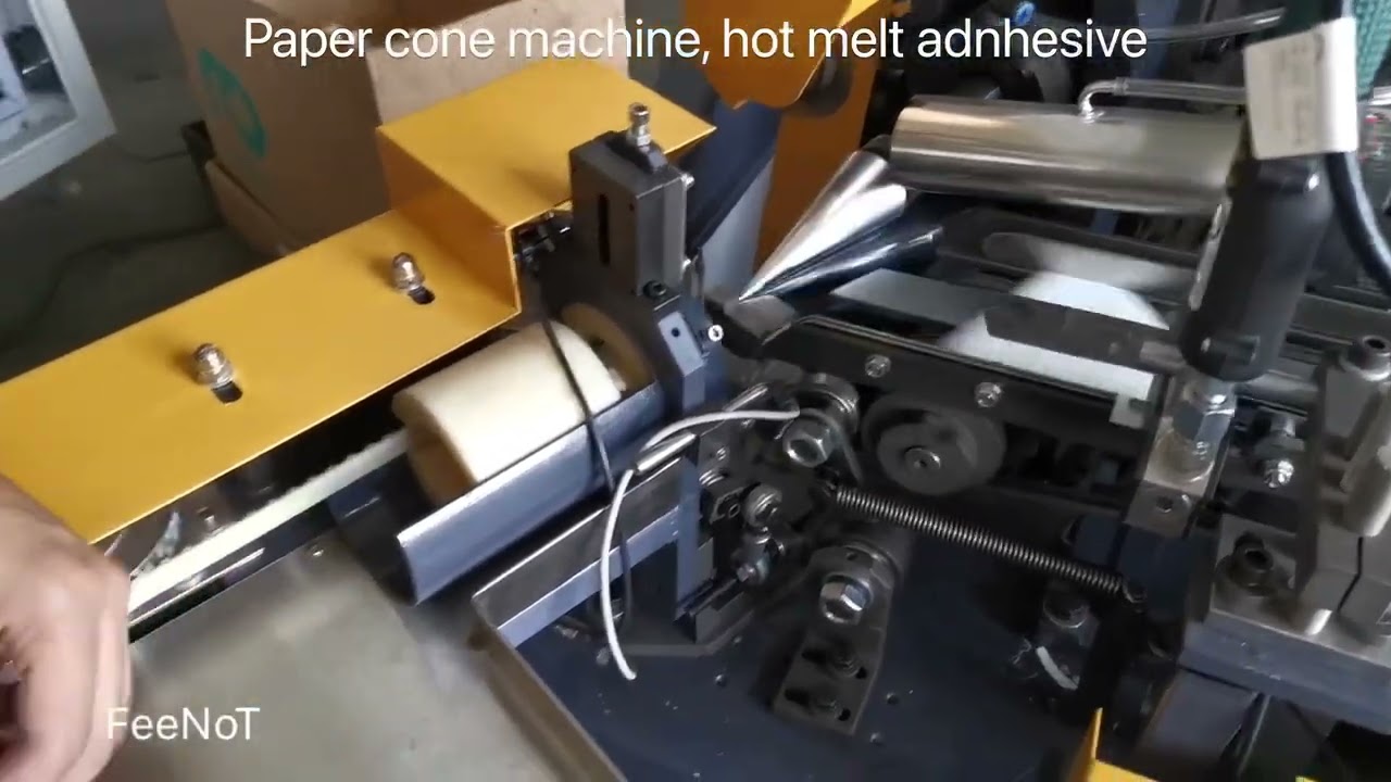 Ice cream paper cone making machine - cone sleeve hot melt glue adhesive stick machine