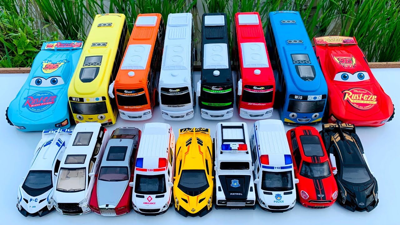Mobil Mobilan Mcqueen, Bus tayo, Bus Basuri, Mobil Polisi, Mobil Ambulan, Mobil Balap, Damkar #6907