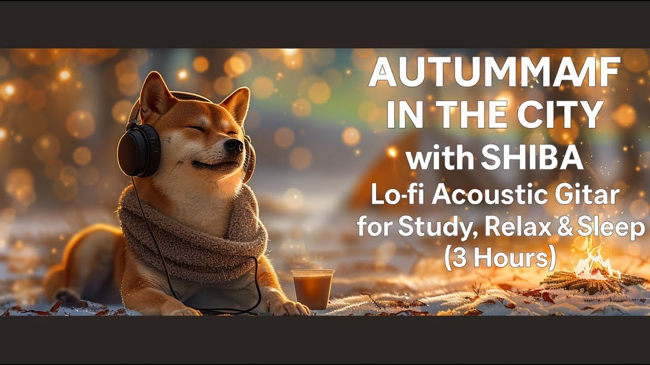 Autumn Campfire with Shiba 🐕🔥 | Lo-fi Acoustic Guitar for Study, Relax & Sleep (3 Hours)
