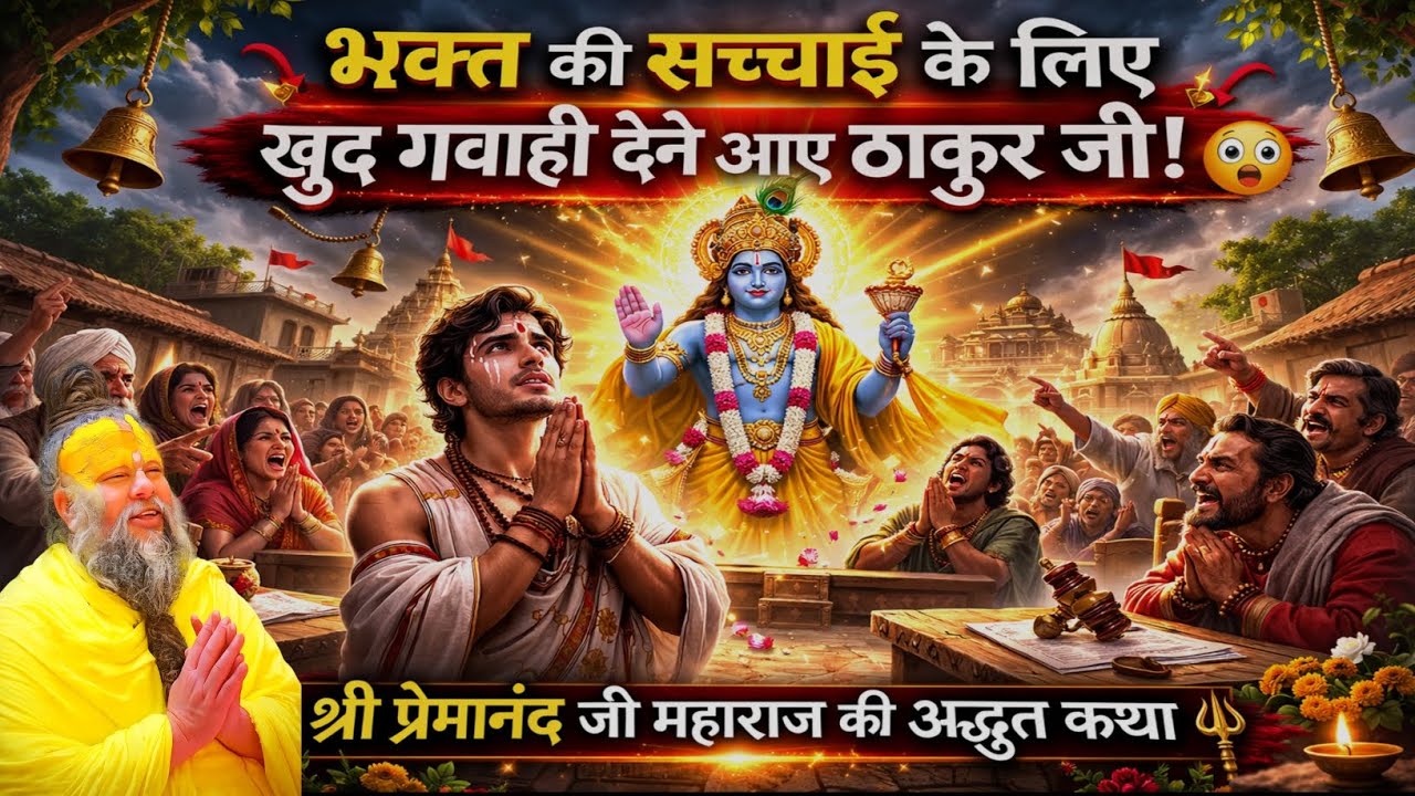 भक्त की सच्चाई के लिए खुद गवाही देने आए ठाकुर जी! 😳 | श्री प्रेमानंद जी महाराज की अद्भुत कथा |