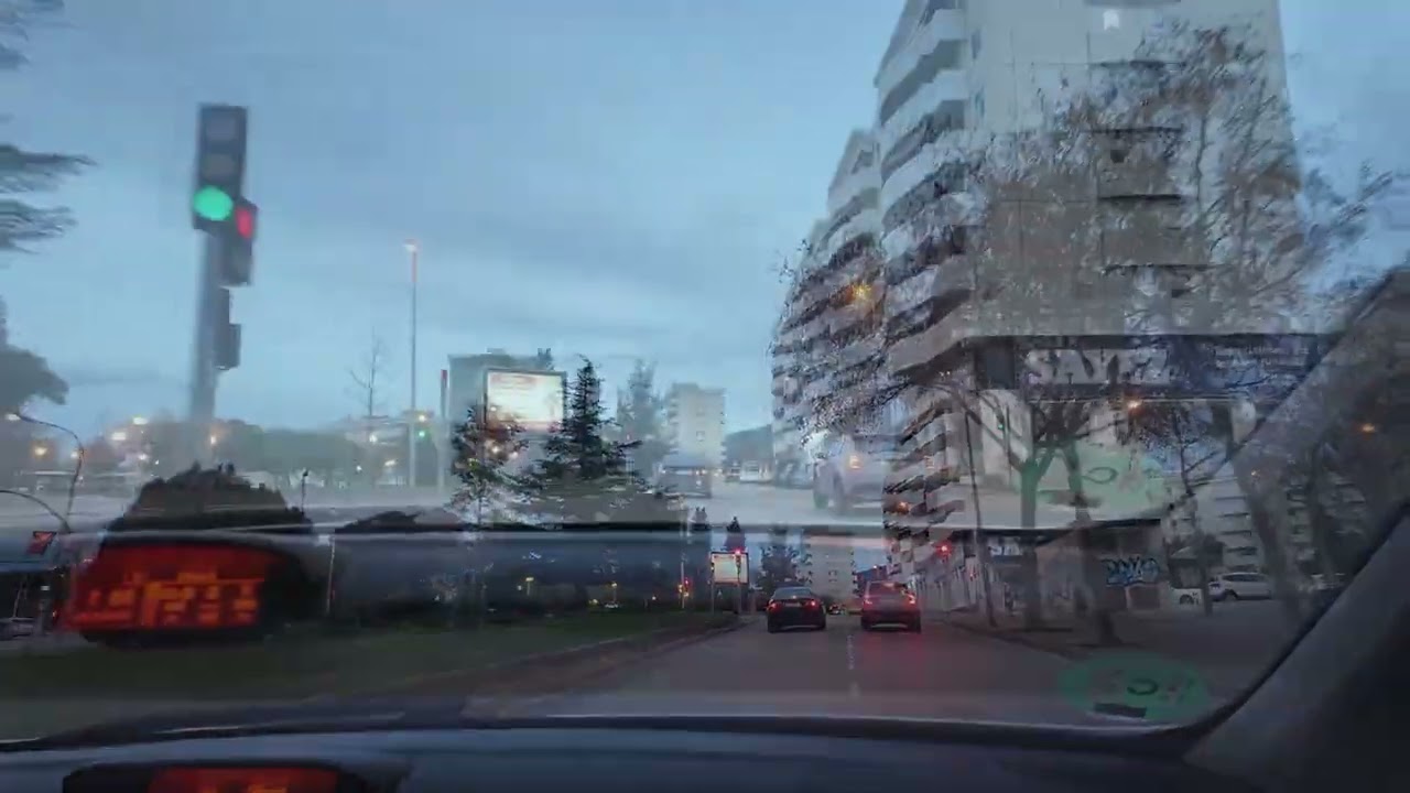 Paseando en coche por Badalona BARCELONA. Driving through Badalona, ​​BARCELONA