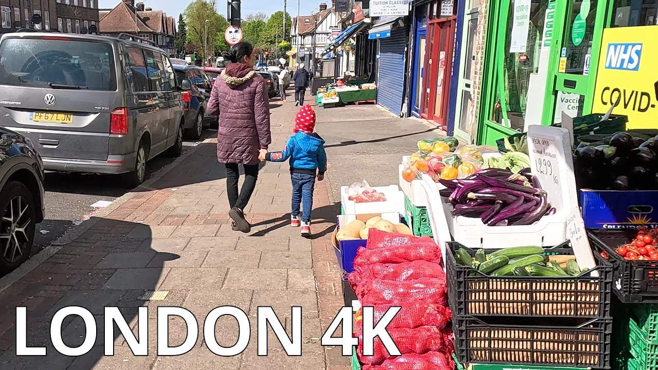RAYNERS LANE, HARROW, Sunny but Windy Saturday in April / London HA5 & HA2 – N096 [4K]