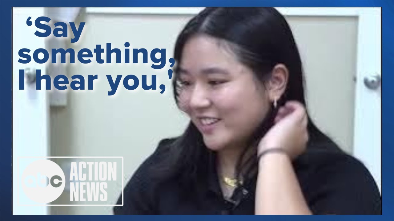 Student gifted hearing aids hears for the first time