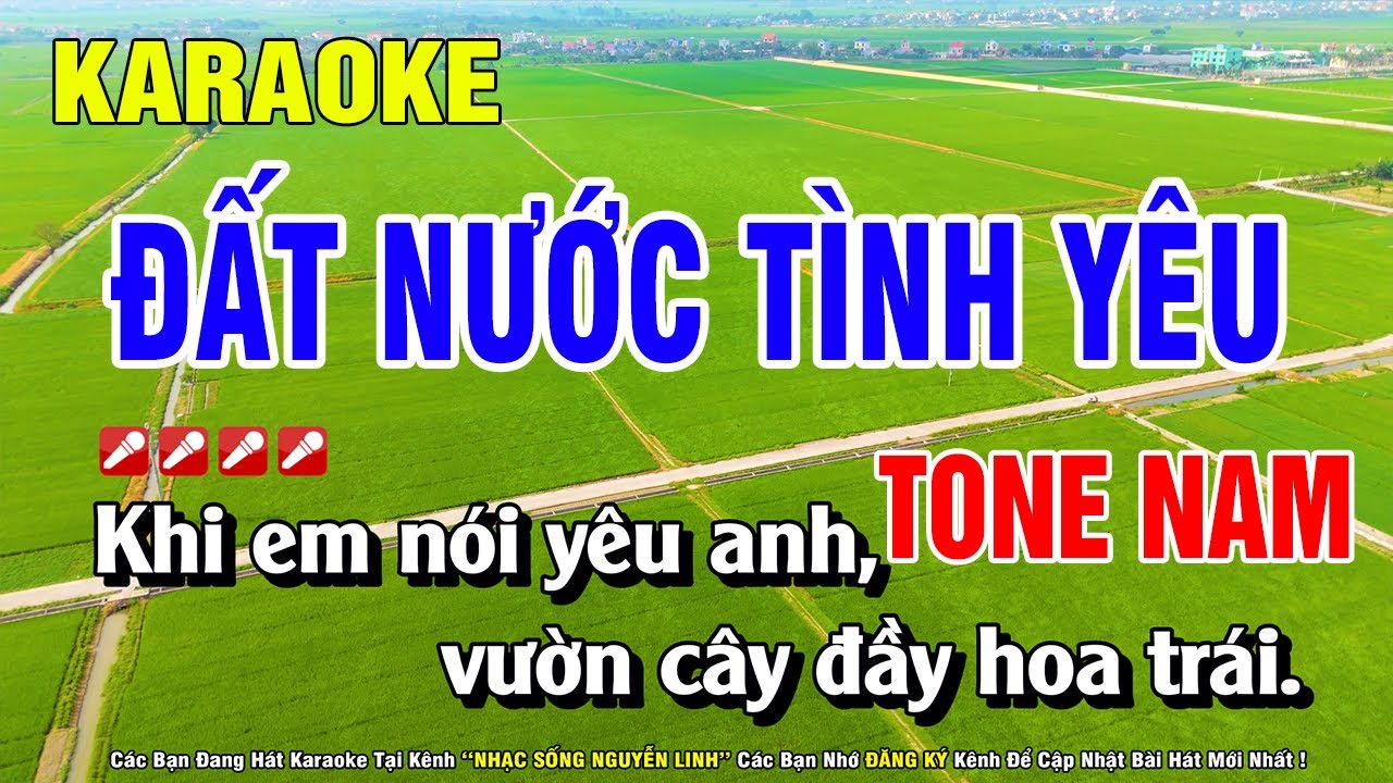 Đất Nước Tình Yêu Karaoke Tone Nam Nhạc Sống Hay Nhất | Nguyễn Linh