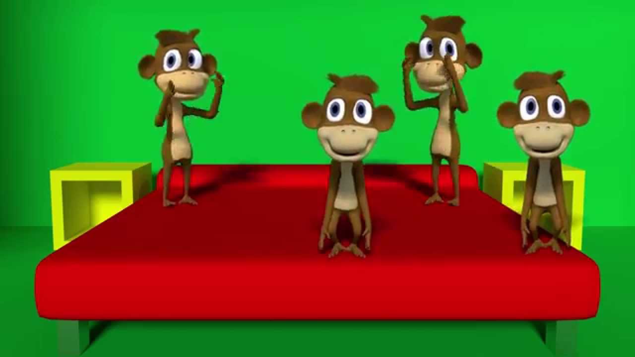 Five little monkeys jumping on the bed nursery rhyme for kids and toddlers