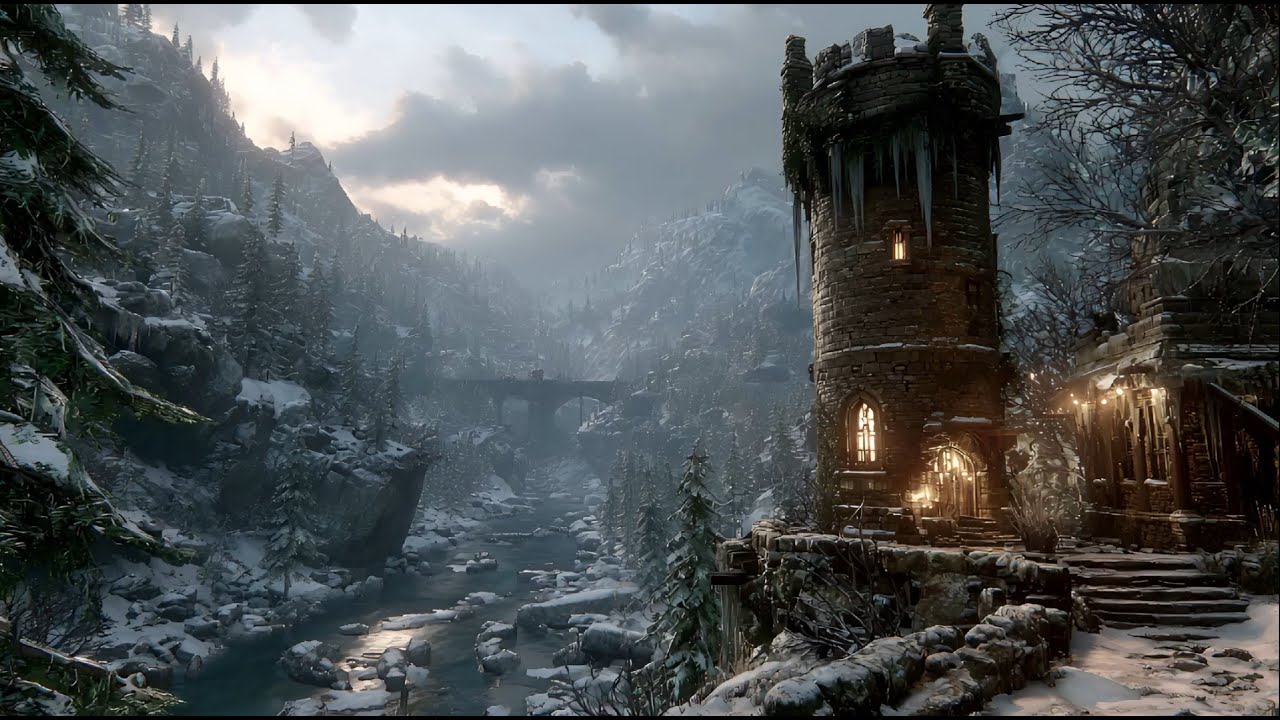 Watchtower Beneath the Mountain Pass – Medieval Celtic Music & Alpine Winter Ambience