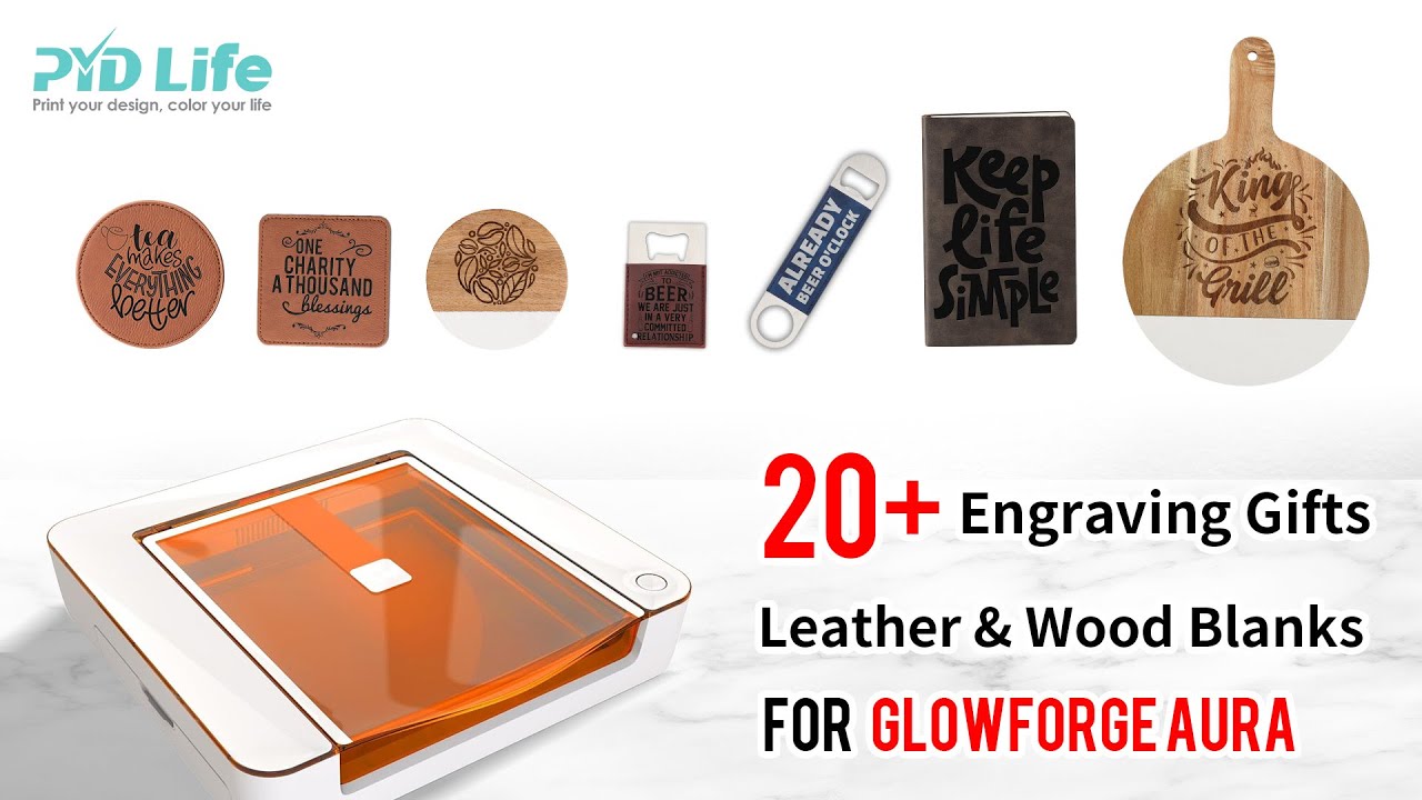 20+ Engraving Leather Wood Blanks for Your Glowforge Aura Engraving Machine.