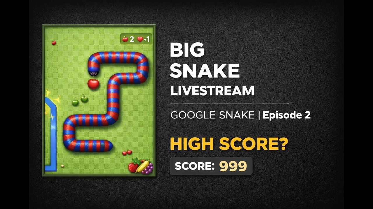 BIG SNAKE LIVE STREAM 🐍 | GOOGLE SNAKE GAME | EP 02| Impossible Score
