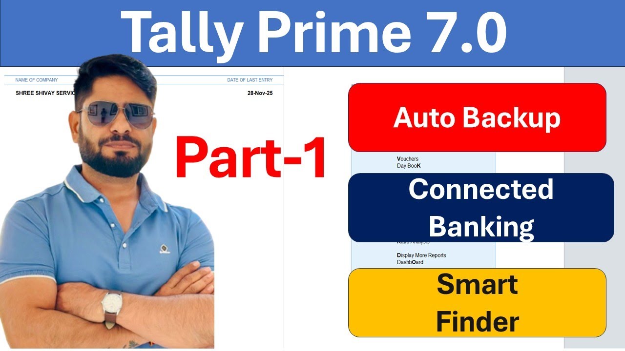 Tally Prime 7.0 Update Biggest Feature Ever Smart finder Auto Backup & Connected Banking