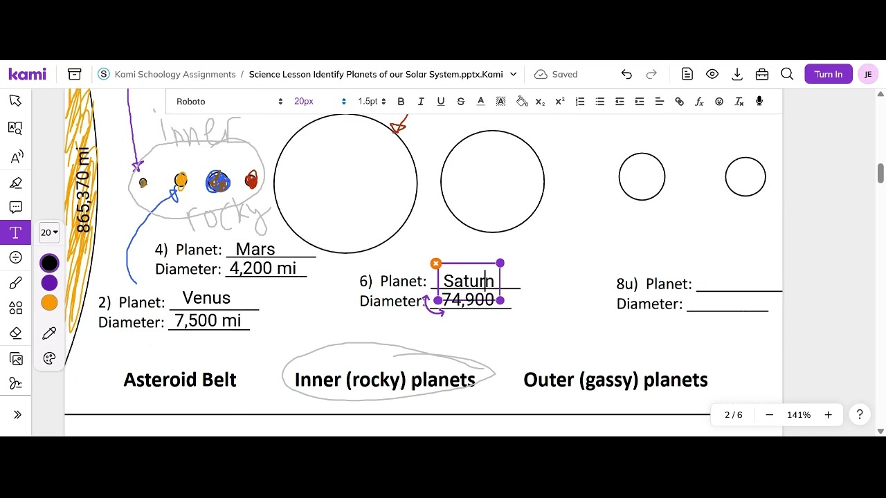 Elmhorst Science Lesson Identify Planets of our Solar System