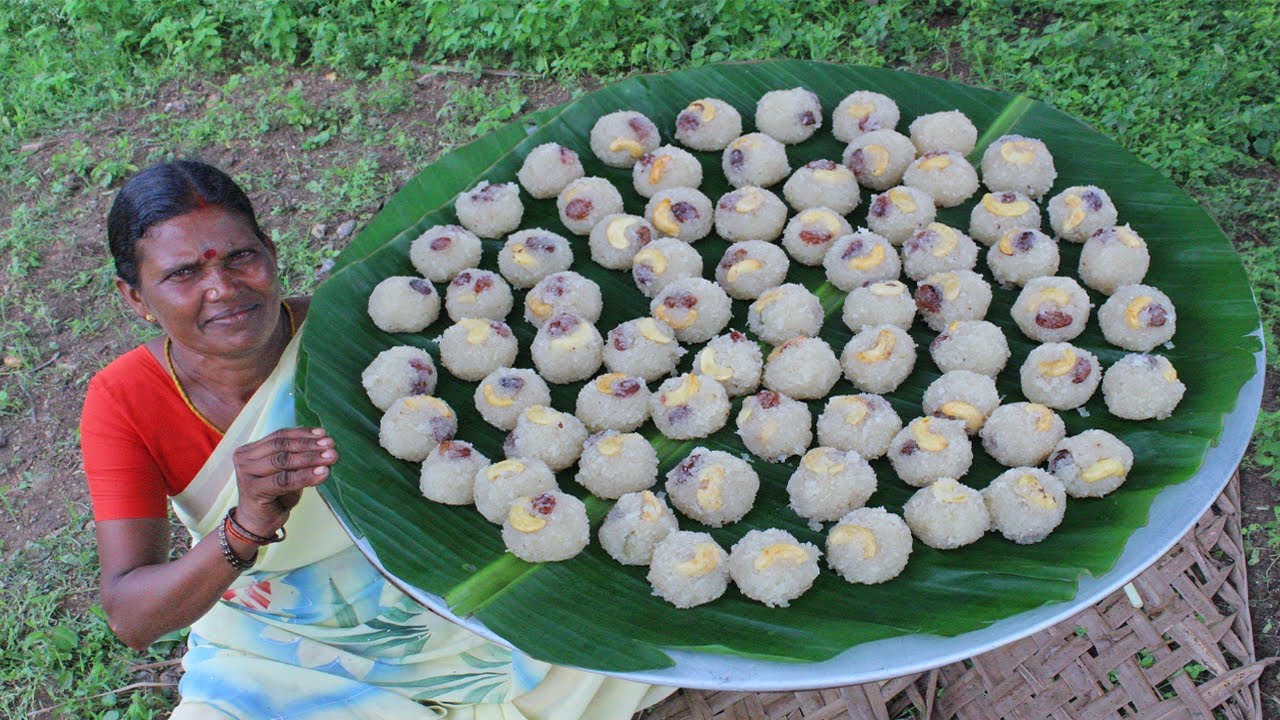 Fresh coconut ladoo prepared my mom | Coconut sweets | village cooking | Side dish recipes