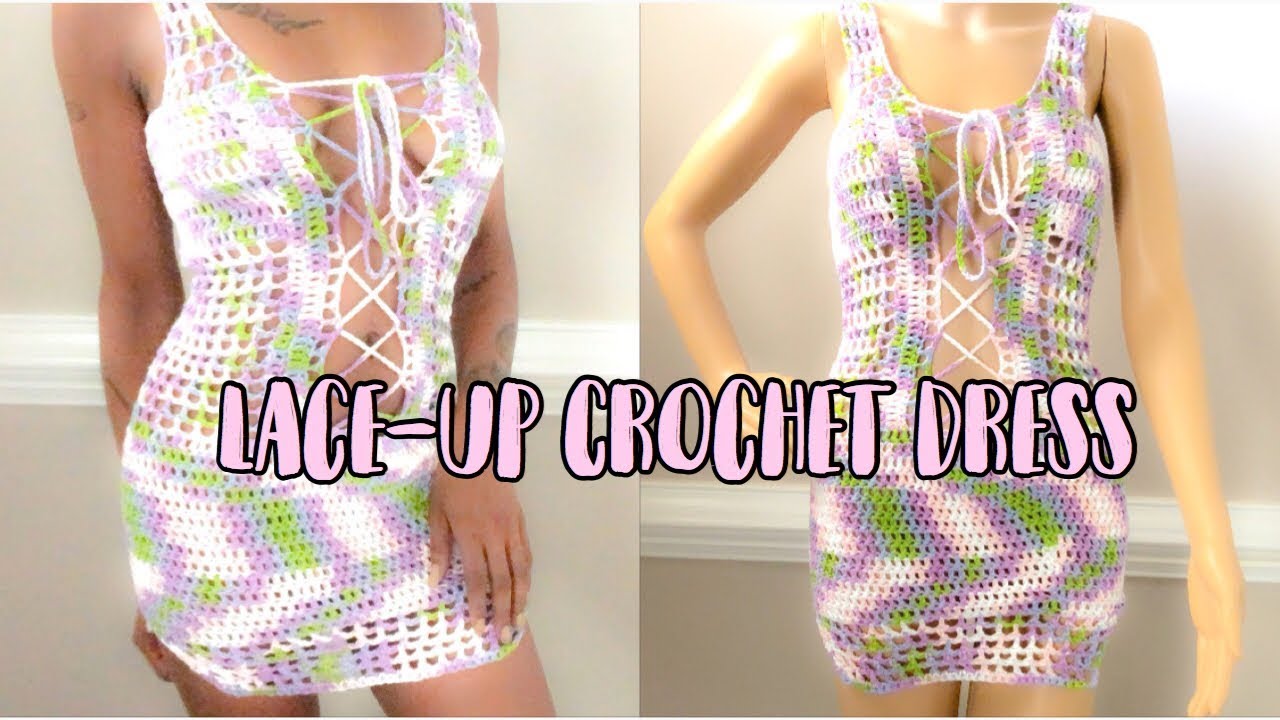 Crochet Lace-Up Dress
