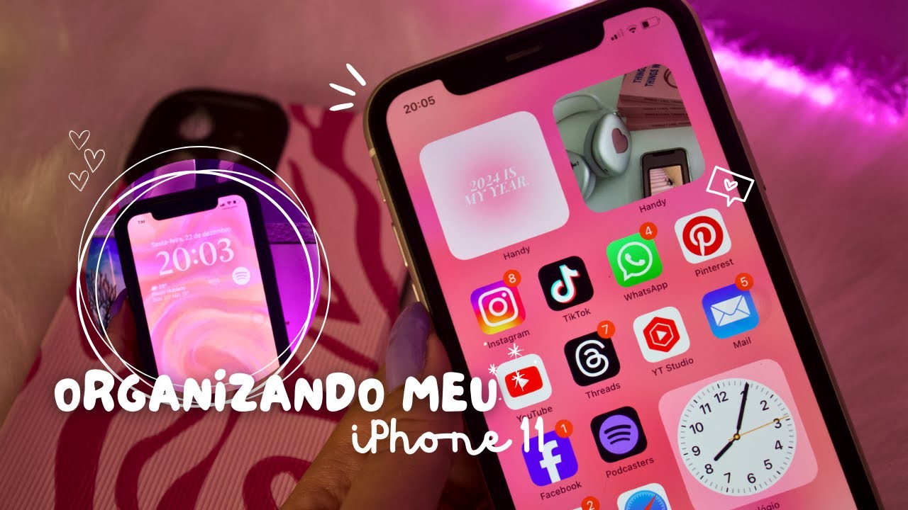 ORGANIZE o seu celular COMIGO para 2024 | capinha, widgets & mais *iPhone 11 📱✨