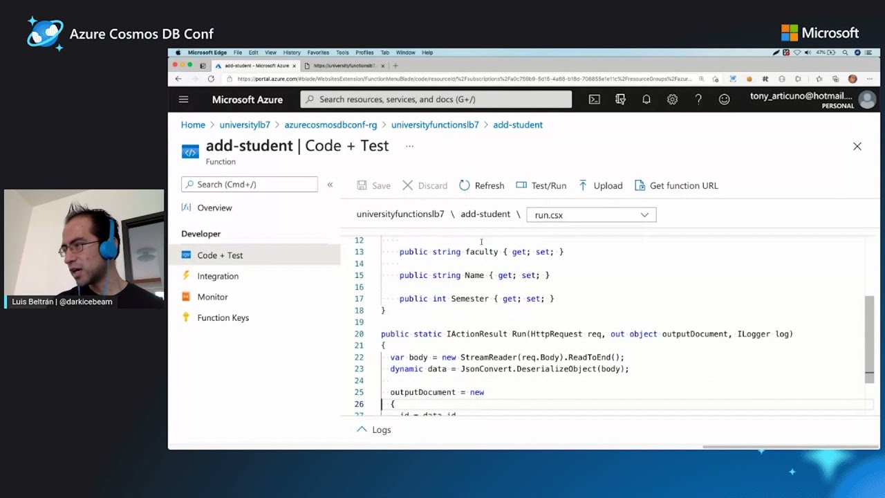 Azure Cosmos DB + Azure Functions - serverless database processing