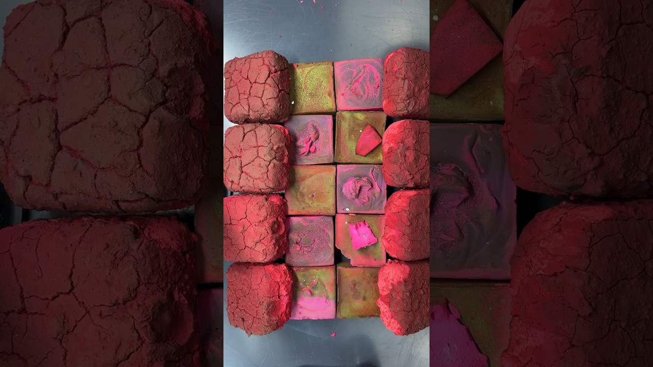 Juicy Super Red Pasted Blocks + Electric Pink Dyed Homemade Chalk