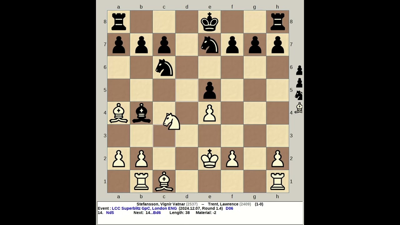 Stefansson, Vignir Vatnar vs Trent, Lawrence | LCC Superblitz GpC Chess 2024, London England