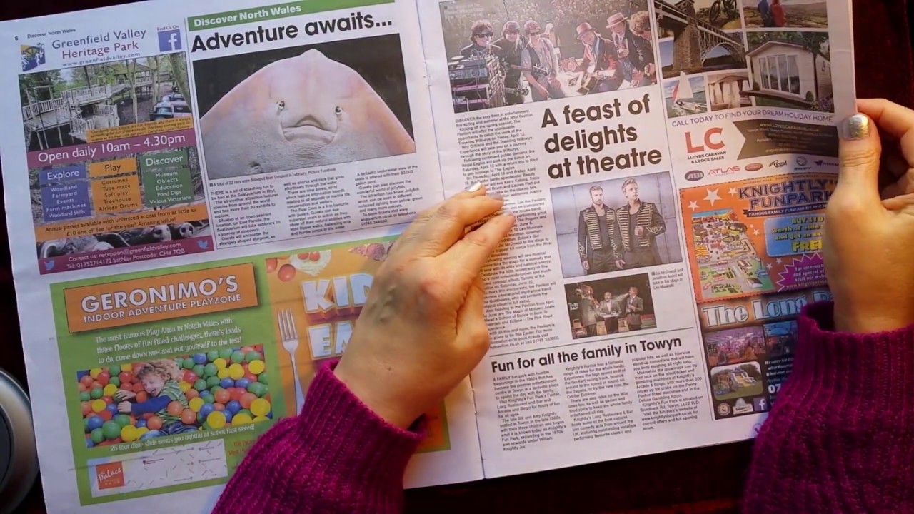ASMR | Whispered Reading & Gum Chewing - Wales Tourism Newspaper - & Page Turning Sounds