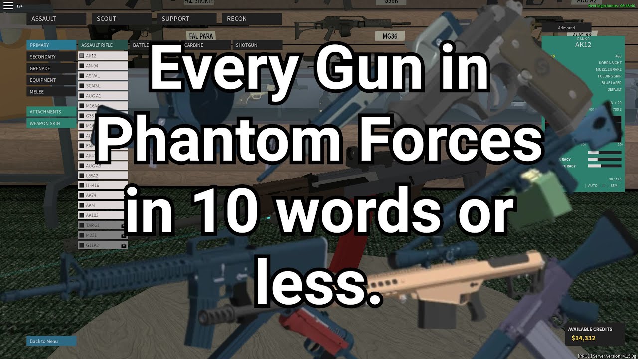Every Gun in Phantom Forces in 10 words or less