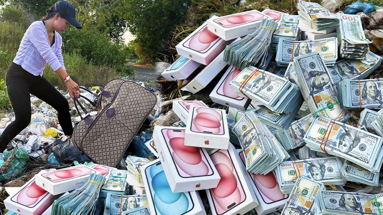 Lucky!💸 i found iPhone 15 series and lots of money in a big bag by the roadside - Restore iPhone 12