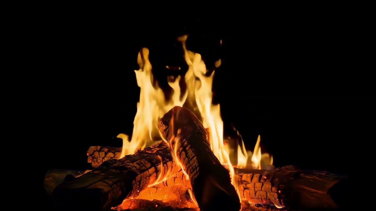 Fire Crackling Sounds for Sleep, Deep Red Campfire in the Dark (10 Hours)