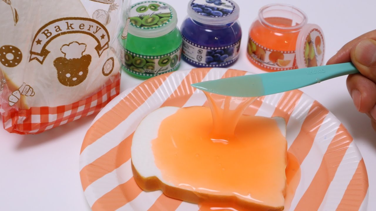 ASMR Squishy #133 Bread Squishy & Jam Slime