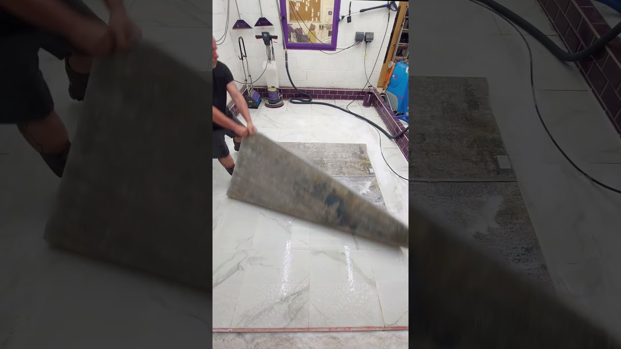 Dirty Viscose & acrylic mixed fabric rug cleaning.  Totally transformed.