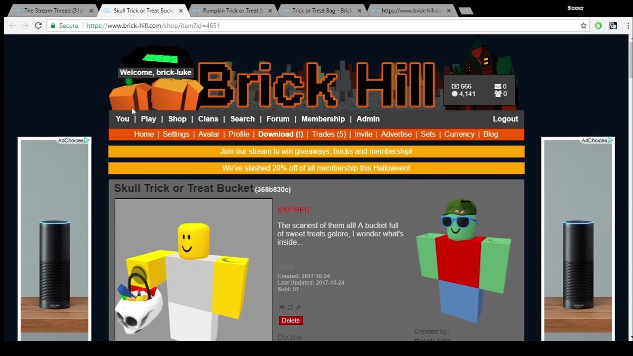 Brick Hill - 2017 Halloween Stream (2017/10/31)