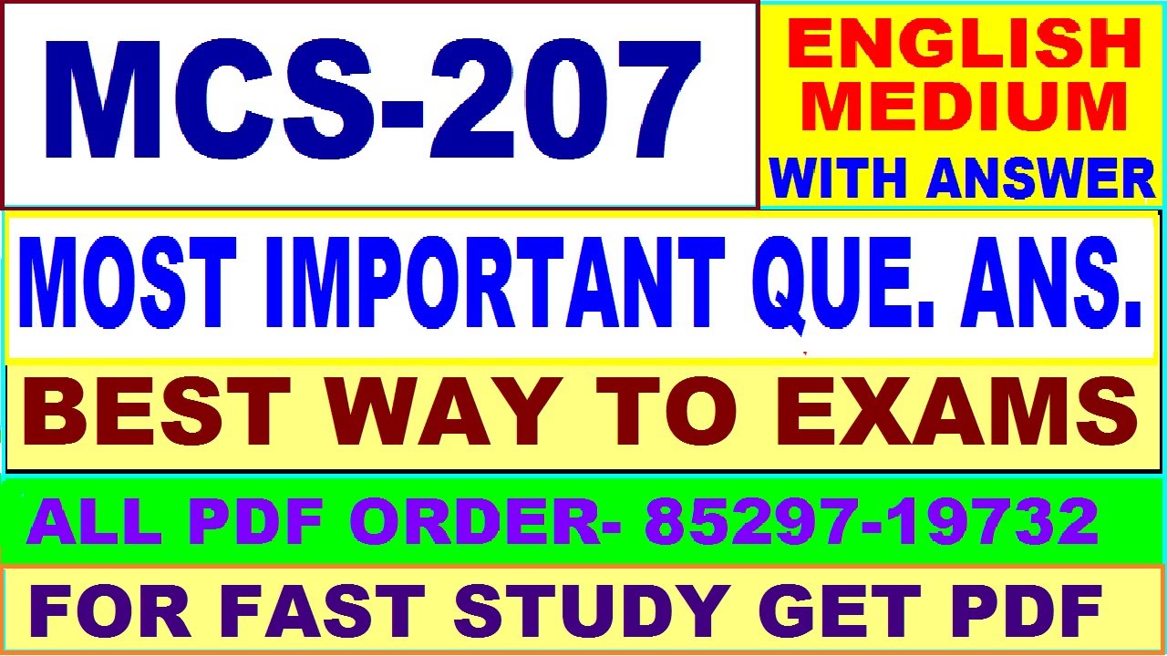MCS 207 important questions with answers in English || mcs 207 Previous Year Question Paper