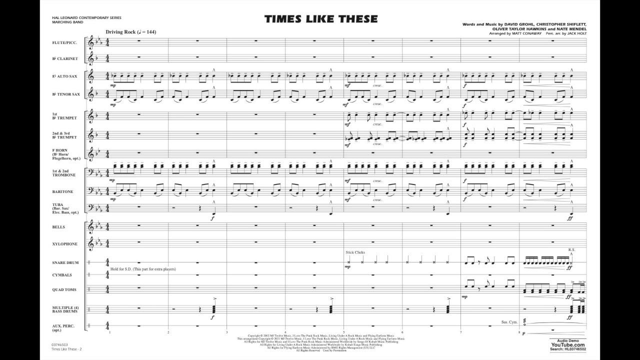 Times Like These arranged by Matt Conaway