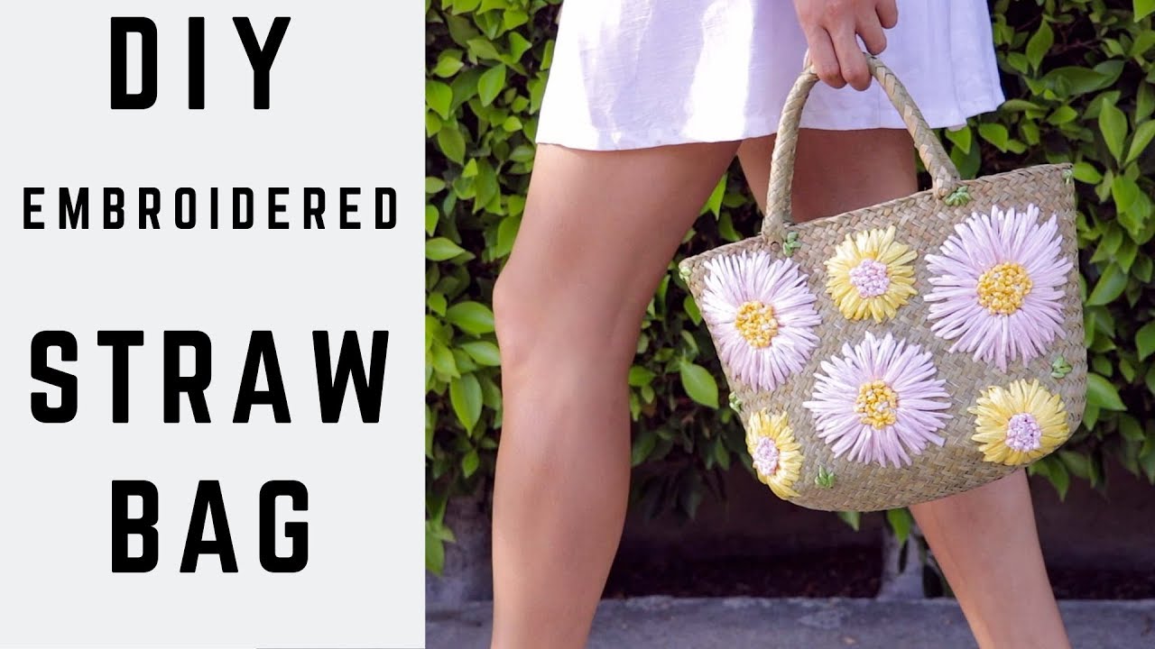 DIY Embroidered Straw Bag 🌼