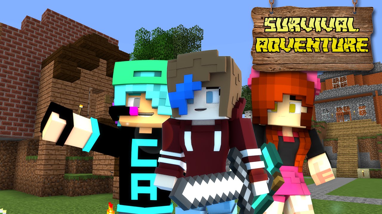 MINECRAFT SURVIVAL ADVENTURE EP16 | HOW TO HOTEL BUILD | CHAD, DOLLASTIC & AUDREY