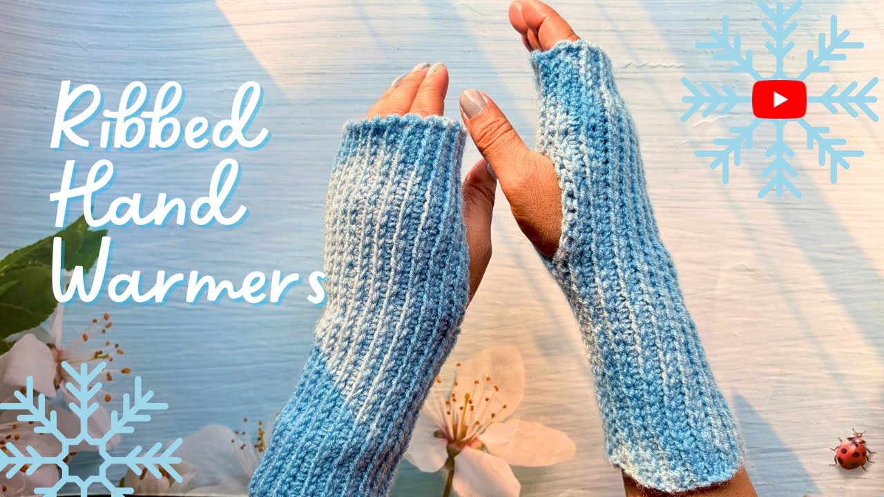 Super Easy Crochet Ribbed Hand Warmers | Fast & Trendy Fingerless Gloves Tutorial for Beginners!❄️🍧