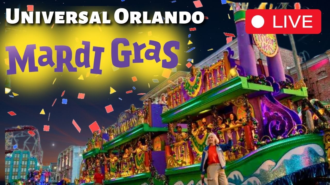 🔴LIVE🔴 Mardi Gras from Universal Orlando | Walt Disney World 4K