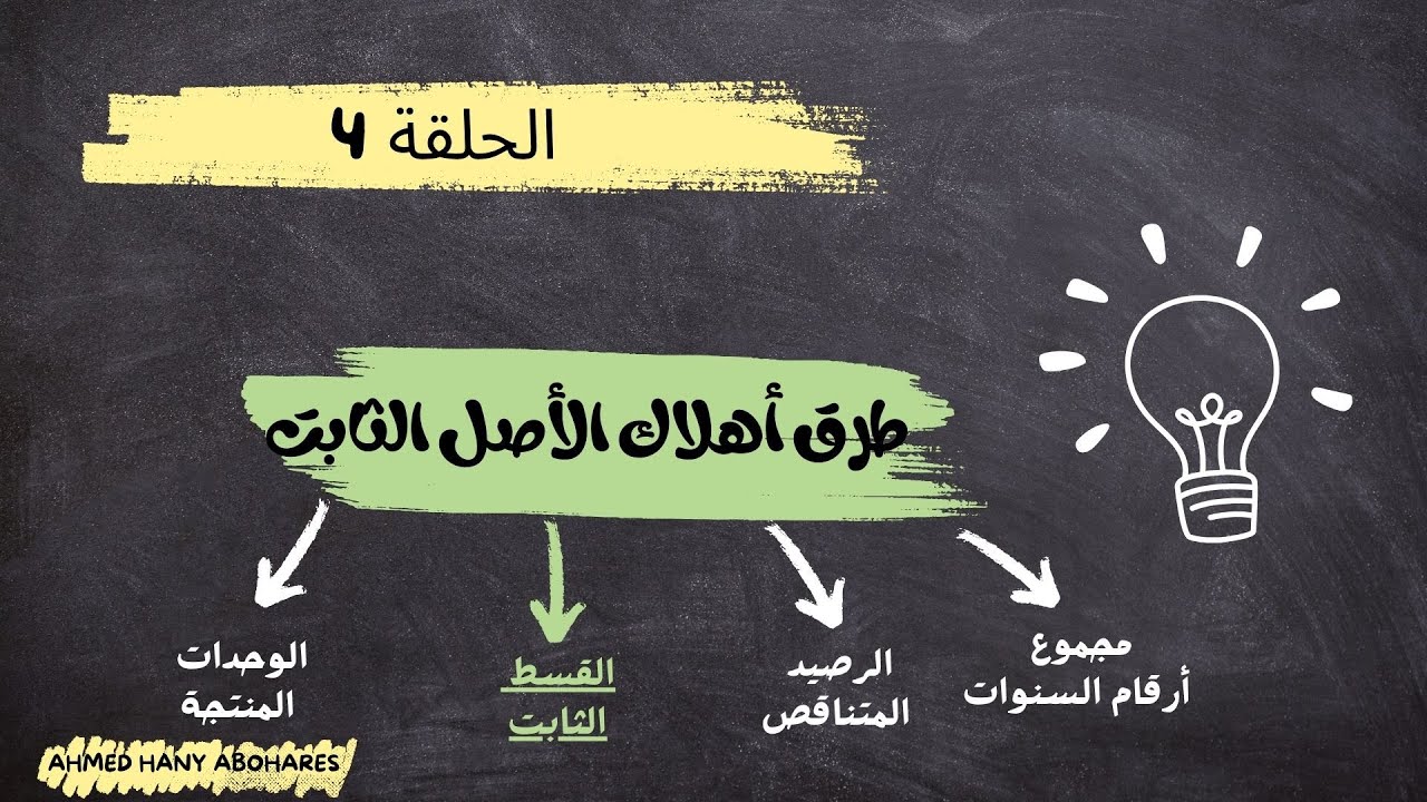 الحلقة | 4 | - طرق أهلاك الأصل الثابت - طريقة القسط الثابت