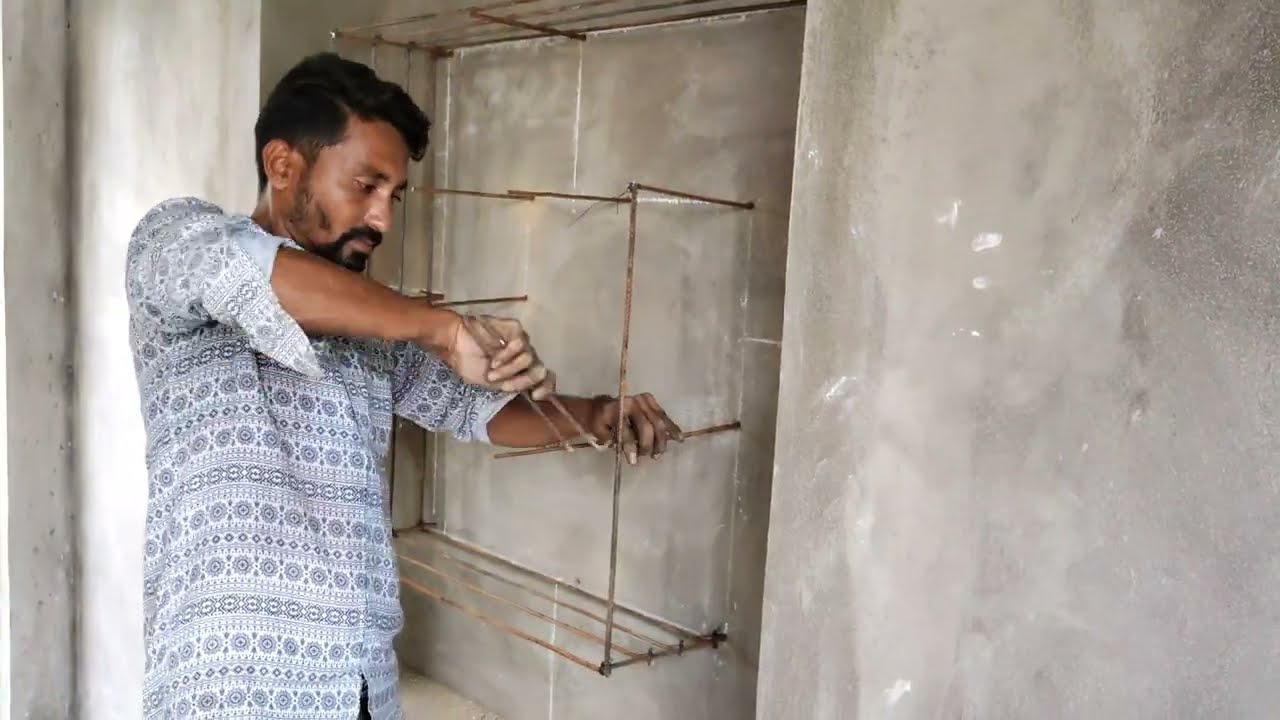 cement shelf designs for hall room