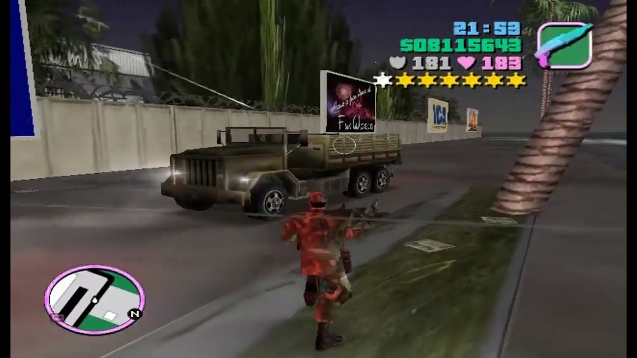 GTA Vice City: 7 Star Wanted Level (Escobar International, Skin: Army) (ngắn, Wasted)