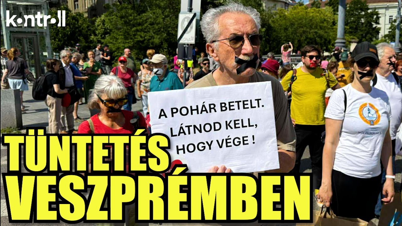 Civilek t&uuml;ntetnek Veszpr&eacute;mben az 