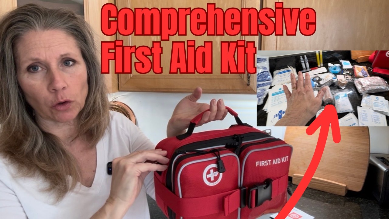 First Aid Kit for Home or Travel. Large Professional Waterproof Compact Labeled. Shoulder Strap.