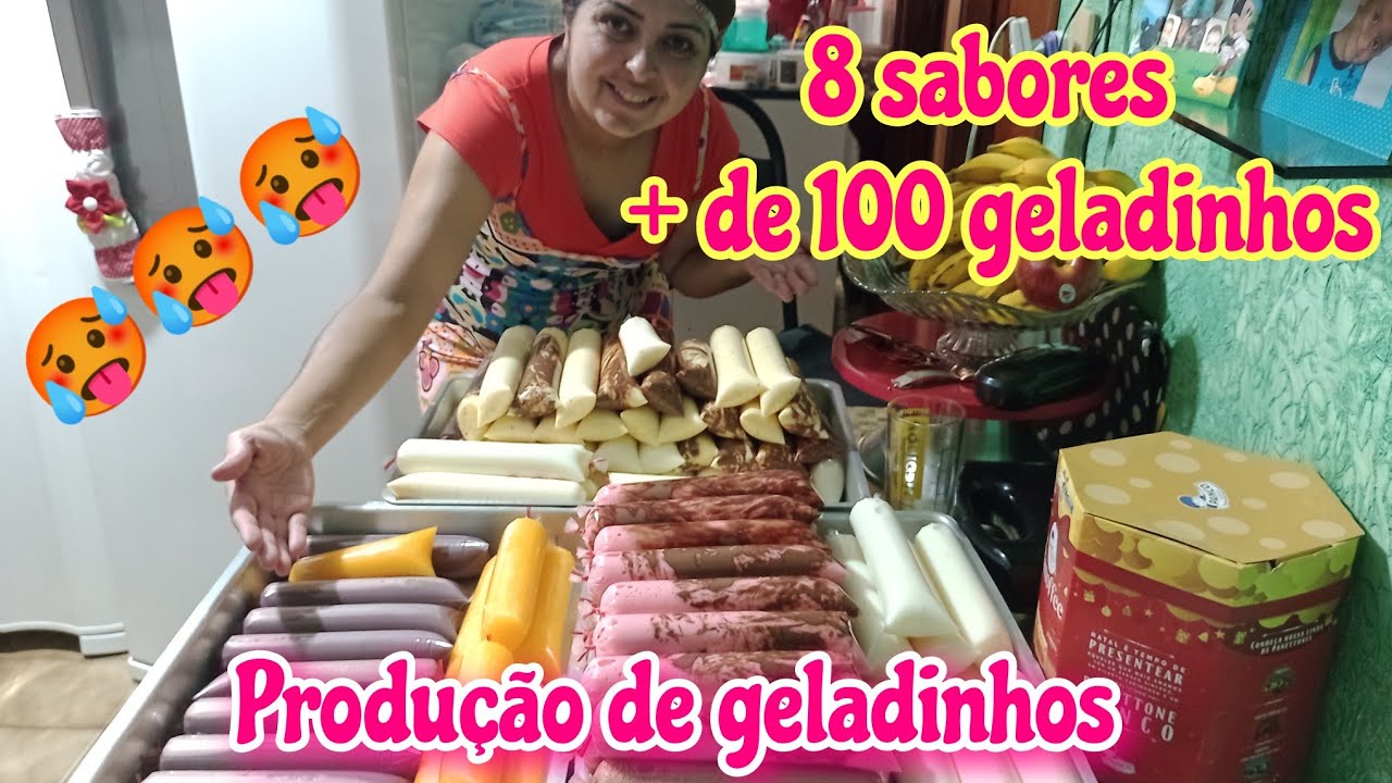 Vlog de produção de geladinhos para vender na rua| 8 sabores e mais de 💯 geladinhos passo a passo
