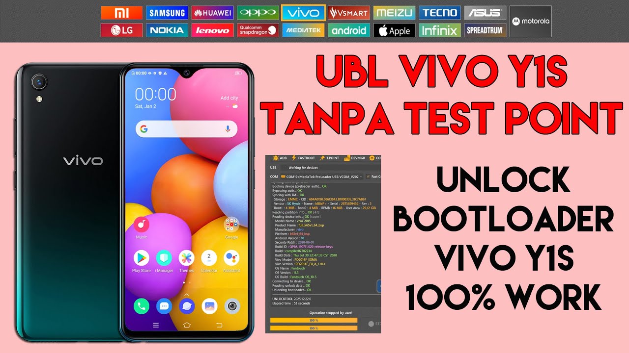 Unlock Bootloader Vivo Y1s Paling Mudah via UnlockTool | UBL Vivo Y1s tanpa Testpoint