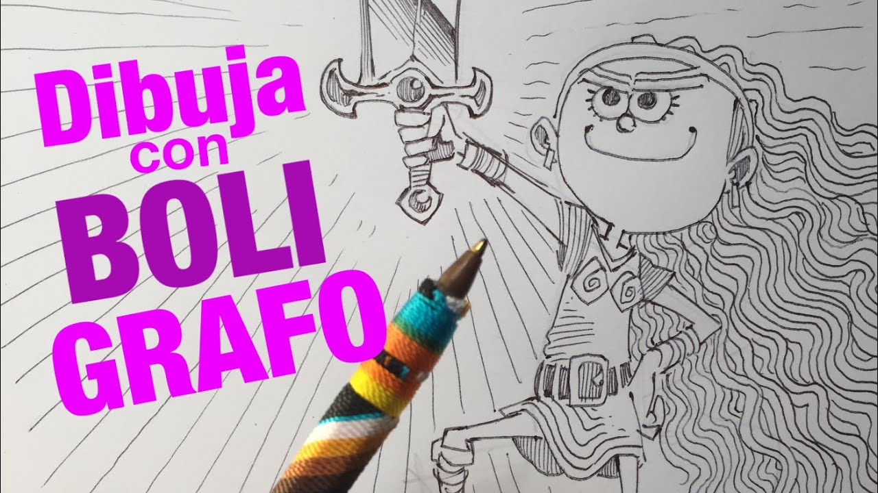 DIBUJA CON BOLÍGRAFO !!! dibuja una chica guerrera 💖👩‍🎤