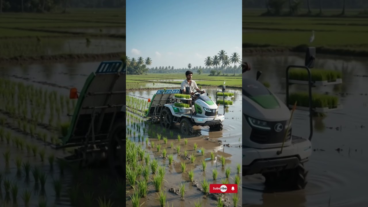 🌾Modern Rice Planting Machine Working in the Field! 🔥 #farming #shorts
