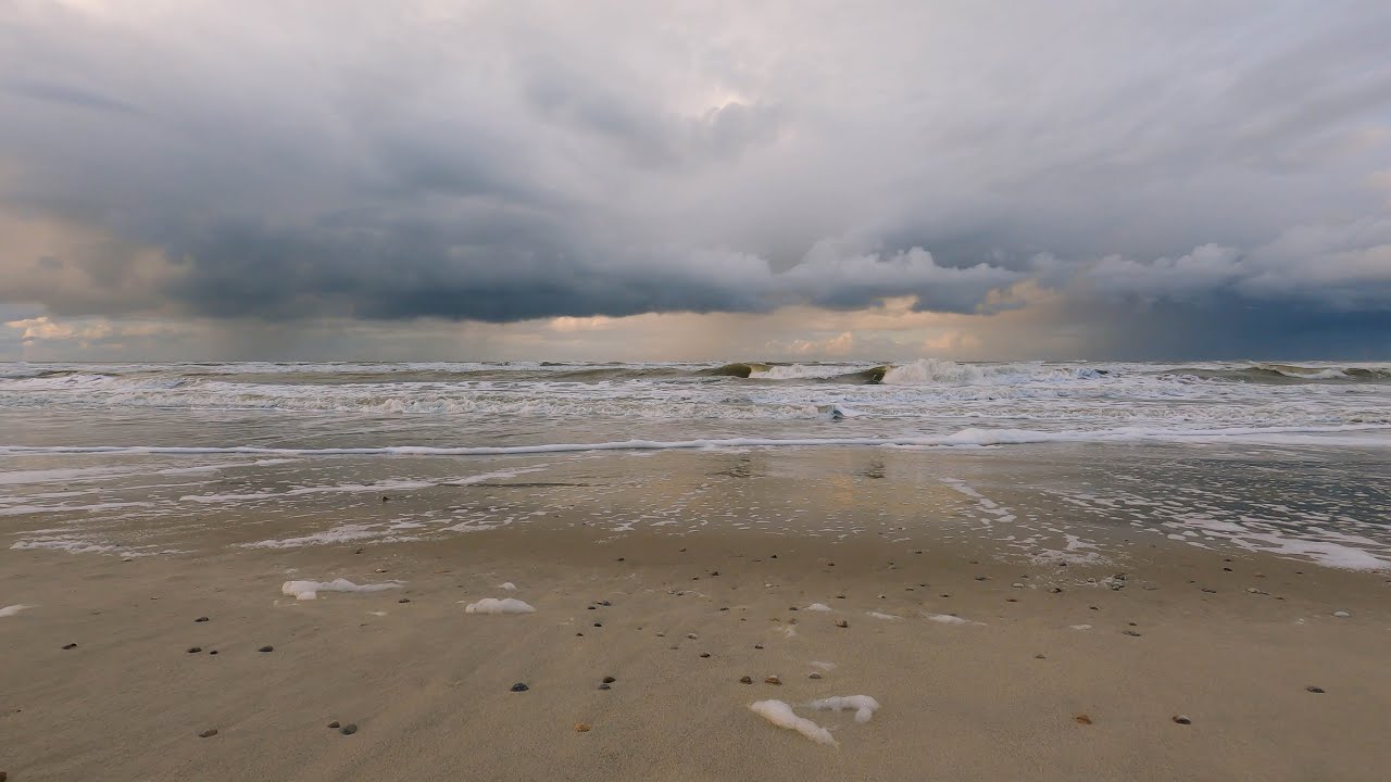 Stürmische Nordsee, Originalsound mit Wind und Meeresrauschen in 5K