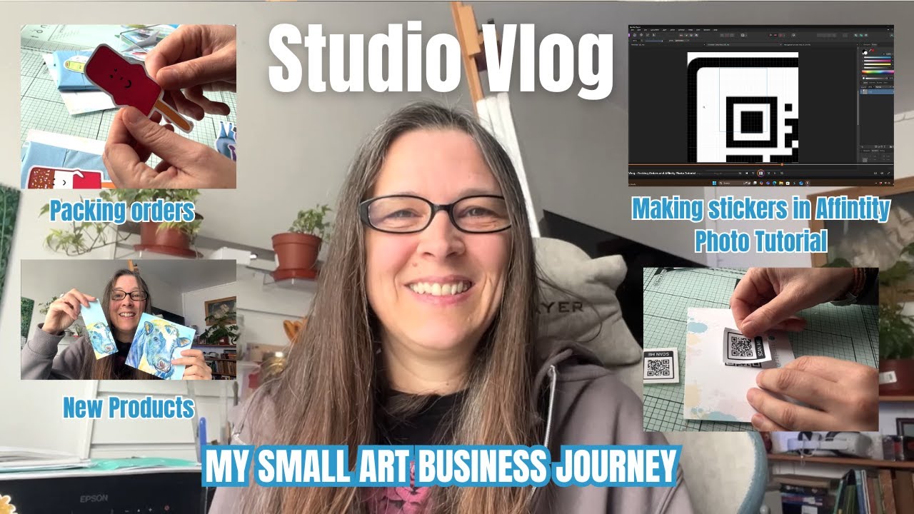 Affinity Photo Tutorial - STUDIO VLOG - Realistic Studio Day - Packing Orders & Business Stickers