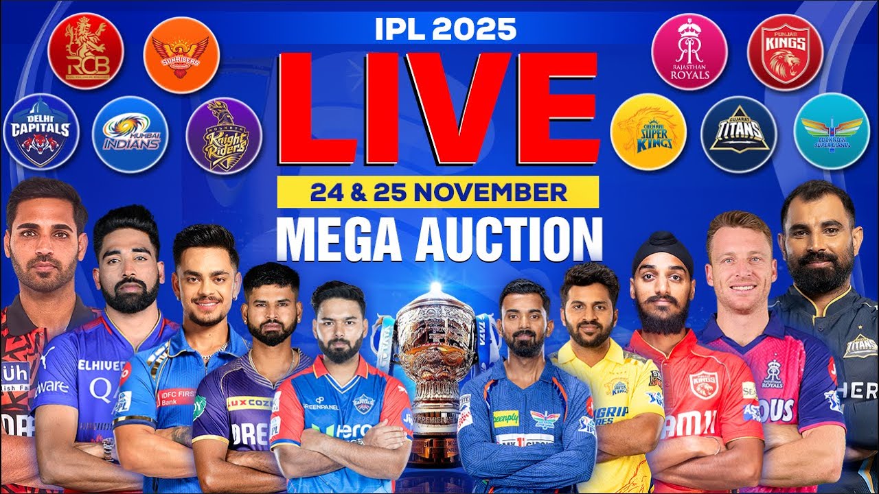 🔴 LIVE: Tata IPL Player Auction 2025 | IPL 2025 Auction Updates | IPL Mega Auction Live